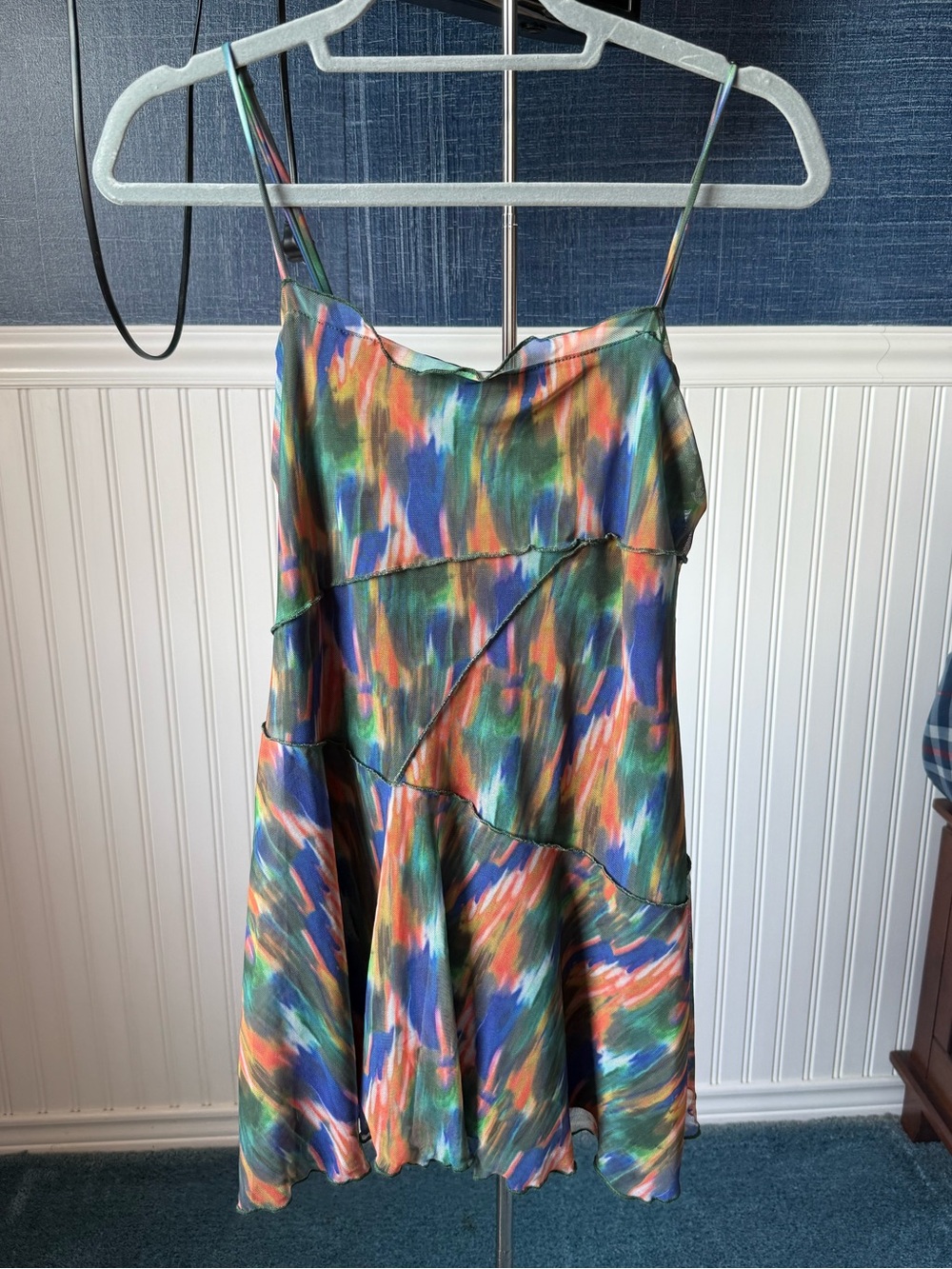 Urban Outfitters Multi-Color Abstract Print Satin Mini Dress